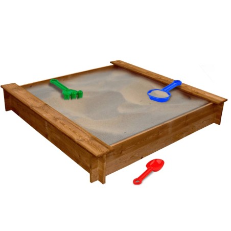 vidaXL Arenero de jardín para niños cuadrado de madera 