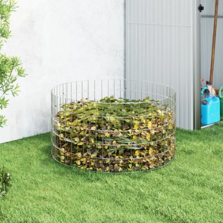 vidaXL Compostador de jardín acero galvanizado Ø100x50 cm