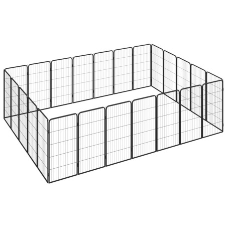 vidaXL Jaula perros 24 paneles acero recubierto polvo negro 50x100 cm