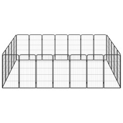 vidaXL Jaula perros 24 paneles acero recubierto polvo negro 50x100 cm