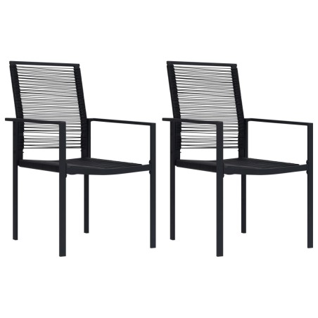 vidaXL Sillas de jardín 2 unidades ratán de PVC negro