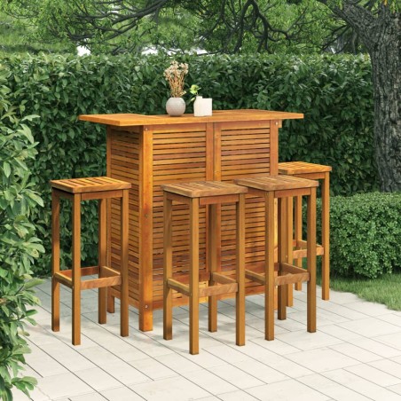 vidaXL Juego muebles de bar para jardín 5 pzas madera maciza de acacia