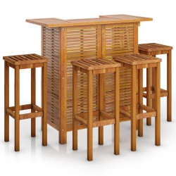 vidaXL Juego muebles de bar para jardín 5 pzas madera maciza de acacia