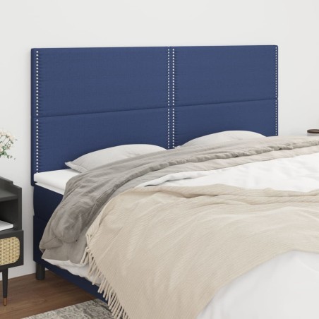 vidaXL Cabeceros 4 unidades de tela azul 90x5x78/88 cm