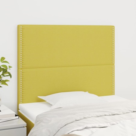 vidaXL Cabeceros 2 unidades de tela verde 100x5x78/88 cm