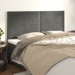 vidaXL Cabeceros 4 unidades de terciopelo gris oscuro 100x5x78/88 cm
