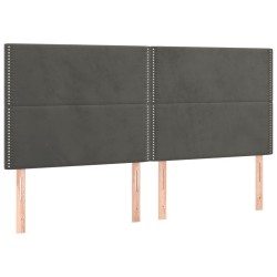 vidaXL Cabeceros 4 unidades de terciopelo gris oscuro 100x5x78/88 cm