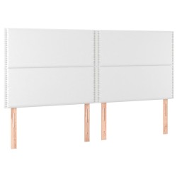 vidaXL Cabeceros 4 unidades de cuero sintético blanco 100x5x78/88 cm