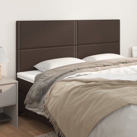 vidaXL Cabeceros 4 unidades de cuero sintético marrón 100x5x78/88 cm