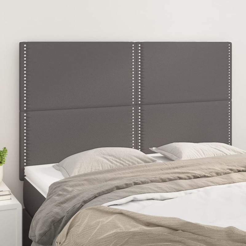 vidaXL Cabeceros 4 unidades cuero sintético gris 72x5x78/88 cm vidaXL Cabeceros 4 unidades cuero sintético gris 72x5x78/88 cm
