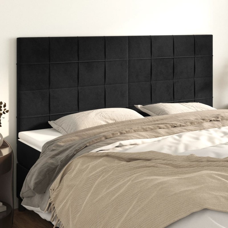 vidaXL Cabeceros 4 unidades de terciopelo negro 80x5x78/88 cm vidaXL Cabeceros 4 unidades de terciopelo negro 80x5x78/88 cm
