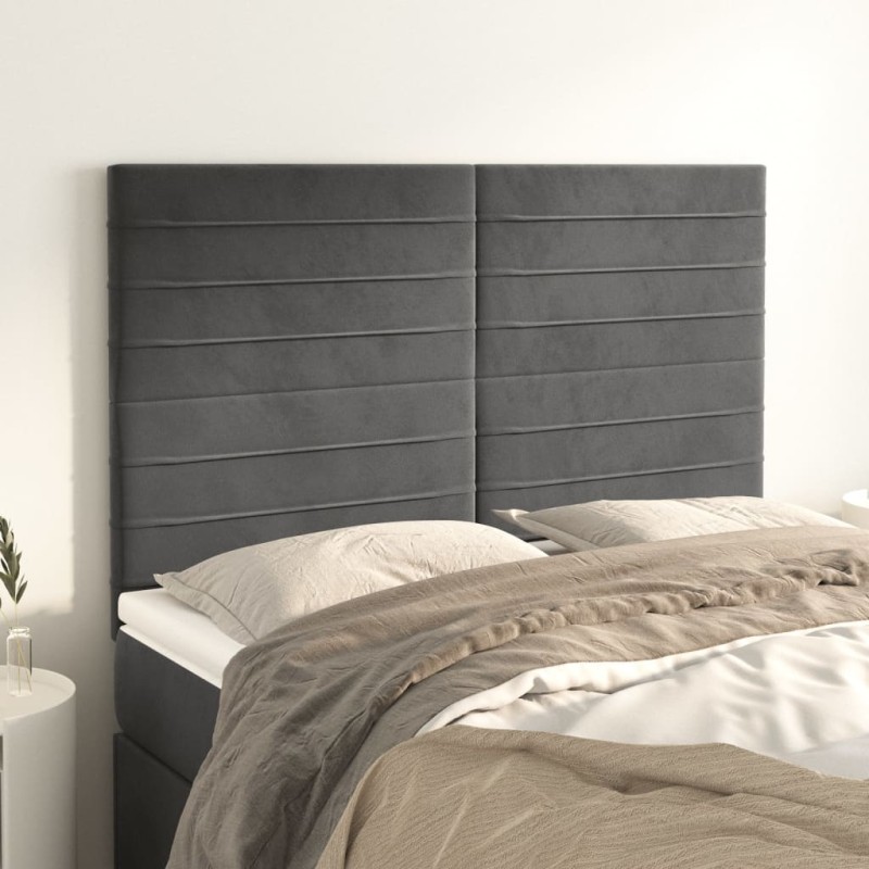 vidaXL Cabeceros 4 unidades terciopelo gris oscuro 72x5x78/88 cm vidaXL Cabeceros 4 unidades terciopelo gris oscuro 72x5x78/88 cm
