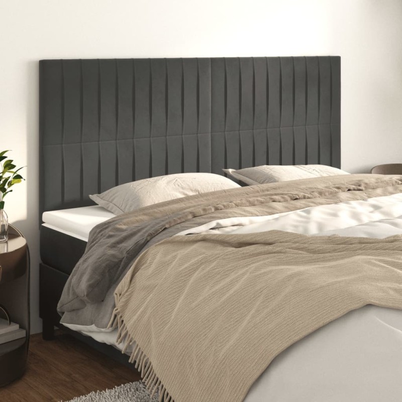 vidaXL Cabeceros 4 unidades de terciopelo gris oscuro 90x5x78/88 cm vidaXL Cabeceros 4 unidades de terciopelo gris oscuro 90x5x78/88 cm