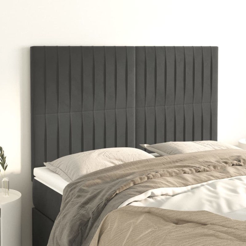 vidaXL Cabeceros 4 unidades terciopelo gris oscuro 72x5x78/88 cm vidaXL Cabeceros 4 unidades terciopelo gris oscuro 72x5x78/88 cm