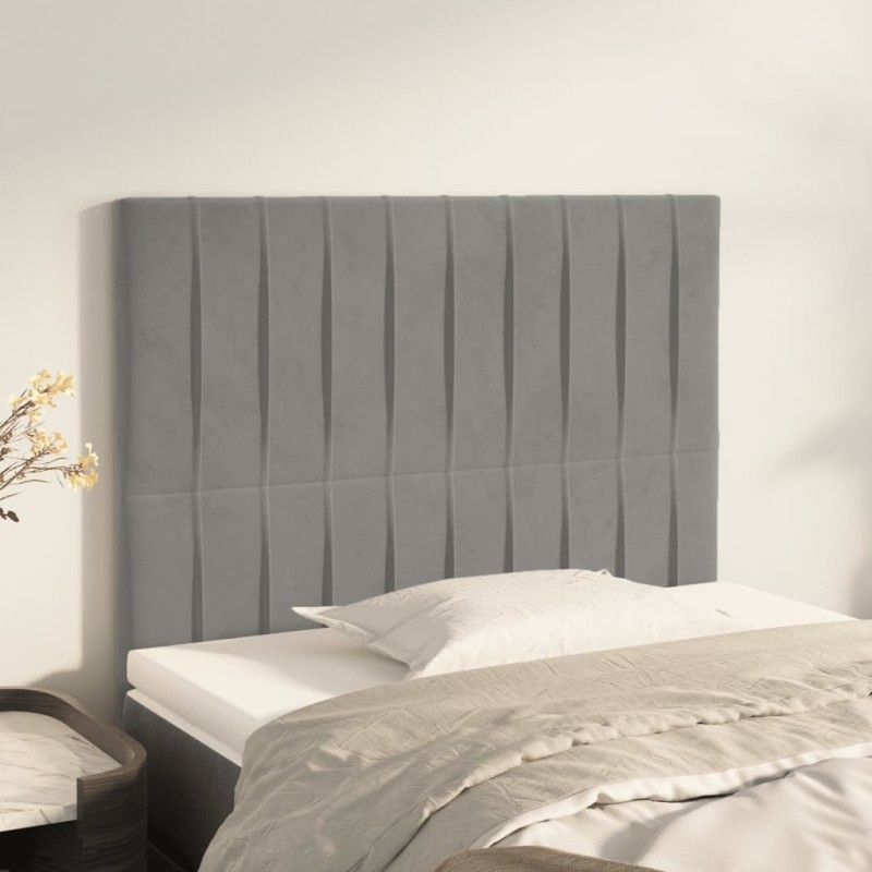 vidaXL Cabeceros 2 unidades de terciopelo gris claro 90x5x78/88 cm vidaXL Cabeceros 2 unidades de terciopelo gris claro 90x5x78/88 cm