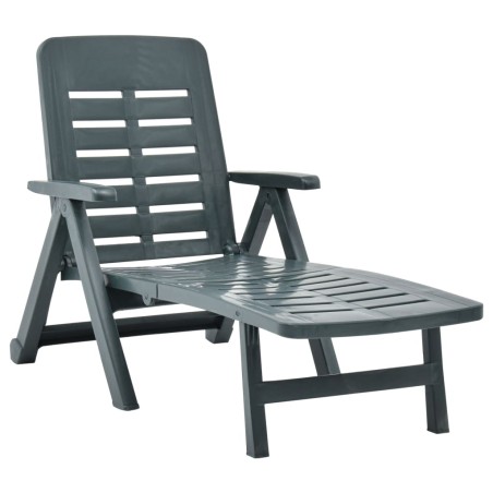 vidaXL Tumbona plegable de plástico verde