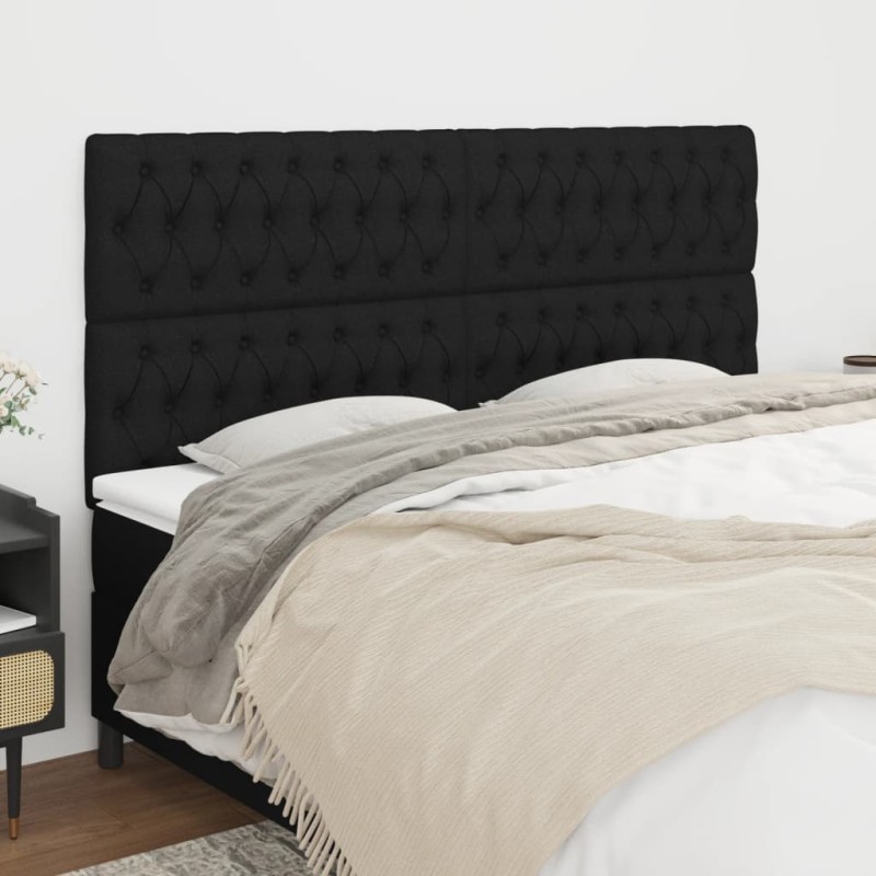vidaXL Cabeceros 4 unidades de tela negro 100x7x78/88 cm vidaXL Cabeceros 4 unidades de tela negro 100x7x78/88 cm