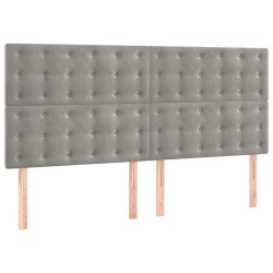 vidaXL Cabeceros 4 unidades de terciopelo gris claro 100x5x78/88 cm