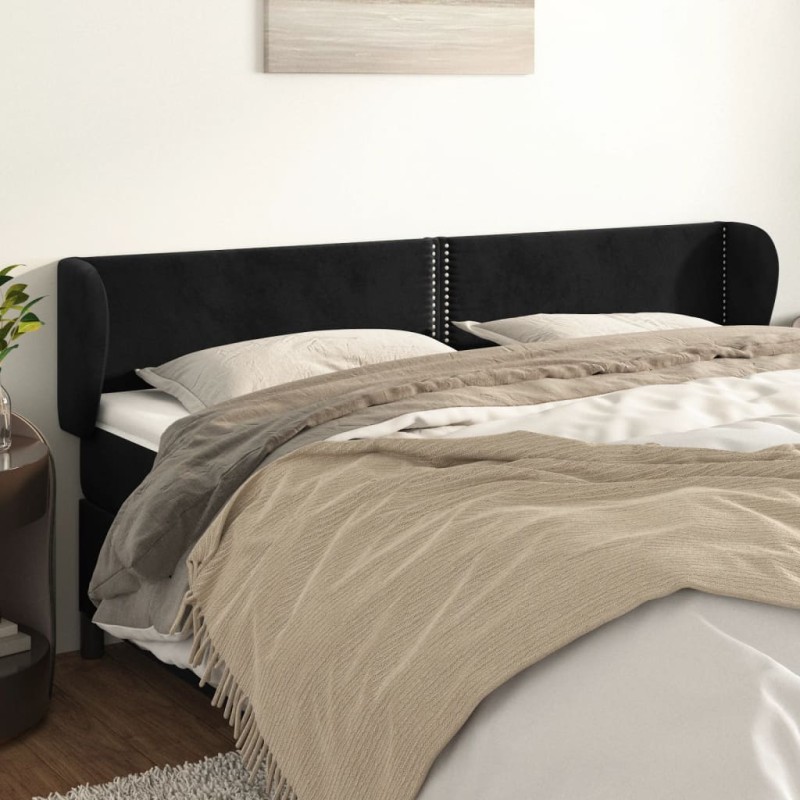 vidaXL Cabecero de terciopelo negro 163x23x78/88 cm vidaXL Cabecero de terciopelo negro 163x23x78/88 cm