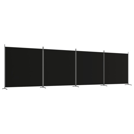 vidaXL Biombo divisor de 4 paneles de tela negro 698x180 cm