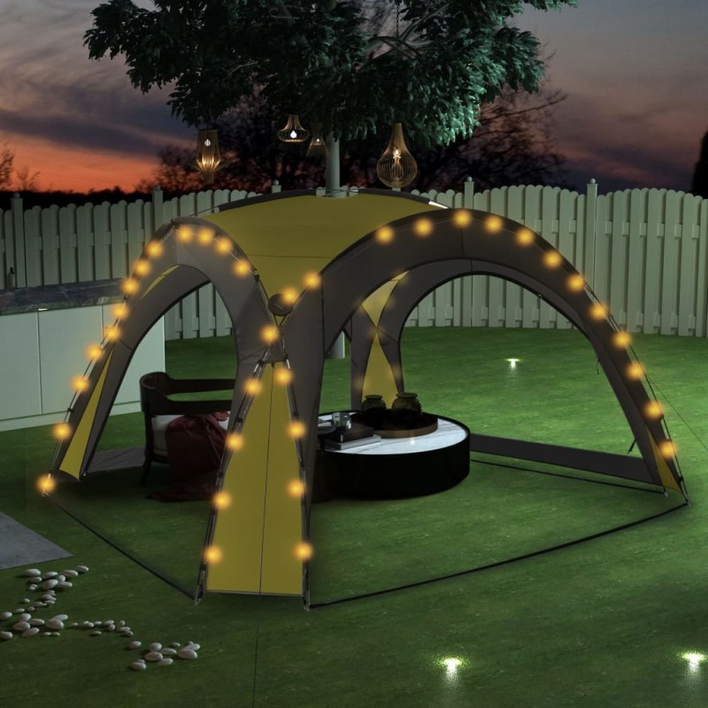 vidaXL Carpa de fiesta con LED 4 paredes laterales verde 3,6x3,6x2,3 m