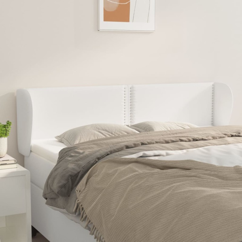 vidaXL Cabecero de cuero sintético blanco 147x23x78/88 cm vidaXL Cabecero de cuero sintético blanco 147x23x78/88 cm