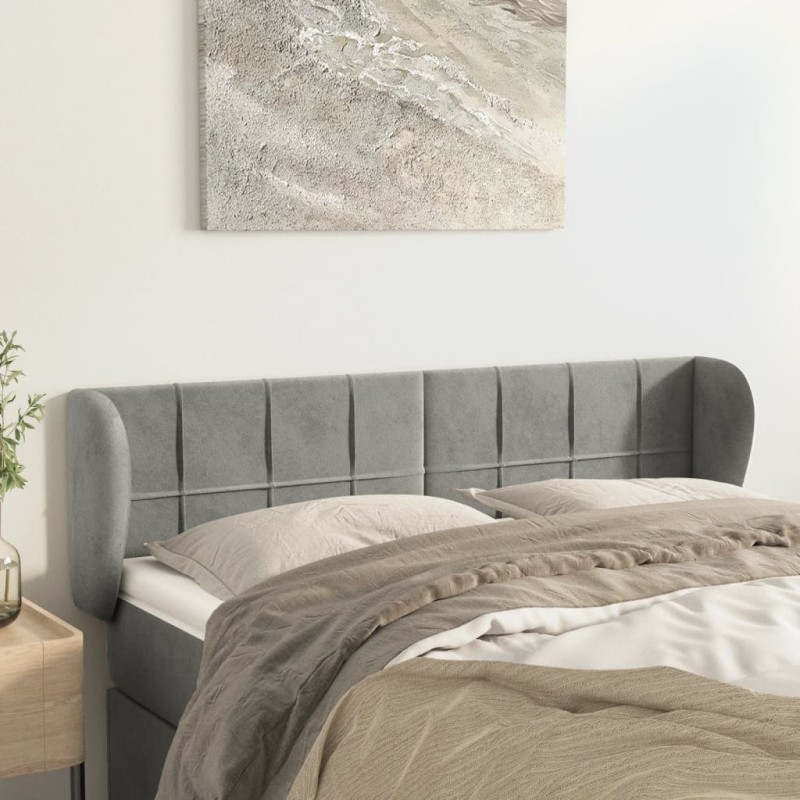 vidaXL Cabecero de terciopelo gris claro 147x23x78/88 cm vidaXL Cabecero de terciopelo gris claro 147x23x78/88 cm