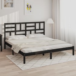 vidaXL Estructura de cama de madera maciza de pino negra 200x200 cm