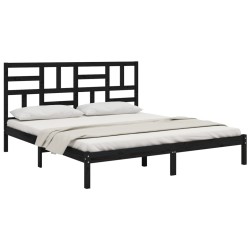 vidaXL Estructura de cama de madera maciza de pino negra 200x200 cm