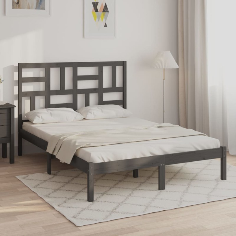 vidaXL Estructura de cama de madera maciza de pino gris 160x200 cm
