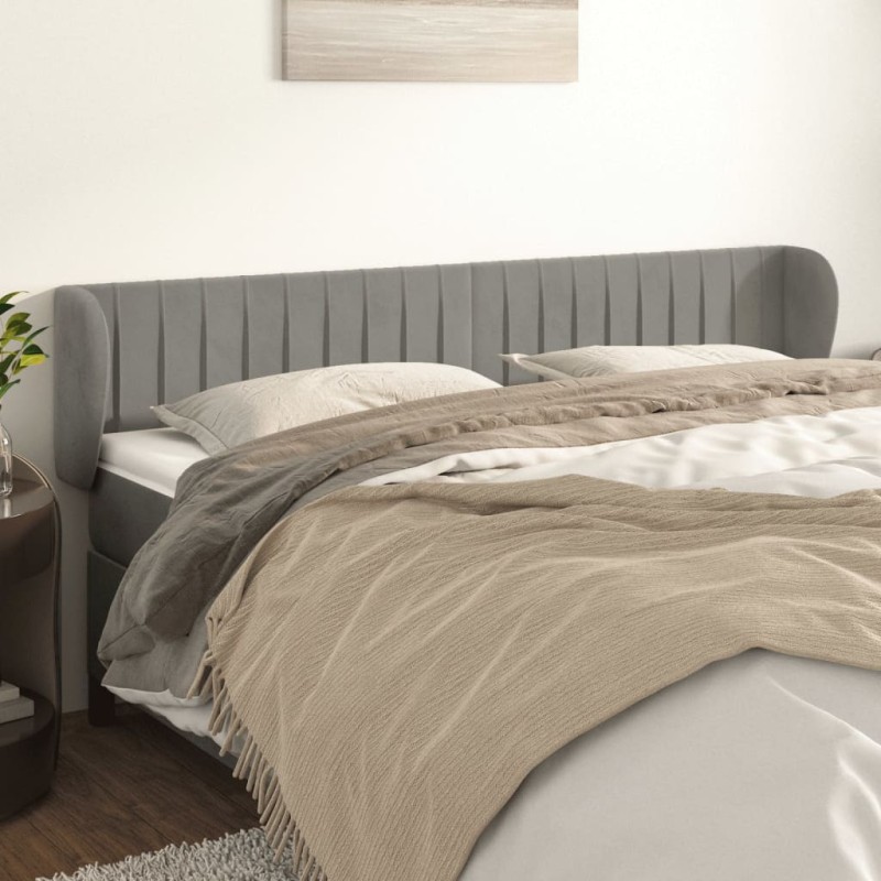 vidaXL Cabecero de terciopelo gris claro 163x23x78/88 cm vidaXL Cabecero de terciopelo gris claro 163x23x78/88 cm