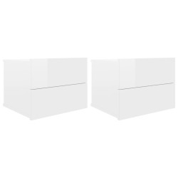 vidaXL Mesitas noche 2 uds contrachapada blanco brillo 40x30x30 cm