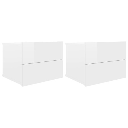 vidaXL Mesitas noche 2 uds contrachapada blanco brillo 40x30x30 cm