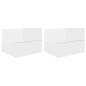 vidaXL Mesitas noche 2 uds contrachapada blanco brillo 40x30x30 cm
