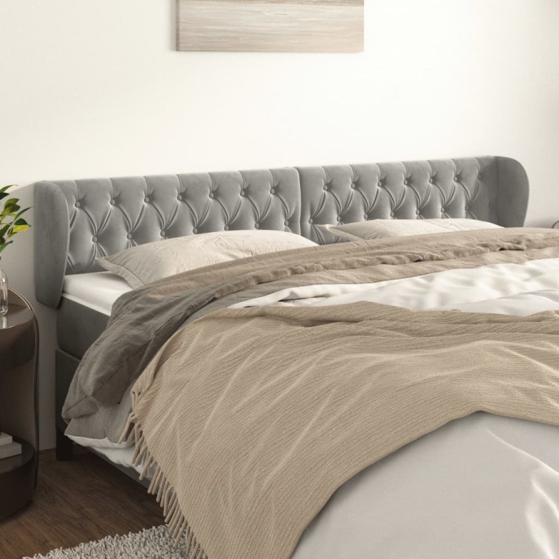 vidaXL Cabecero de terciopelo gris claro 203x23x78/88 cm vidaXL Cabecero de terciopelo gris claro 203x23x78/88 cm