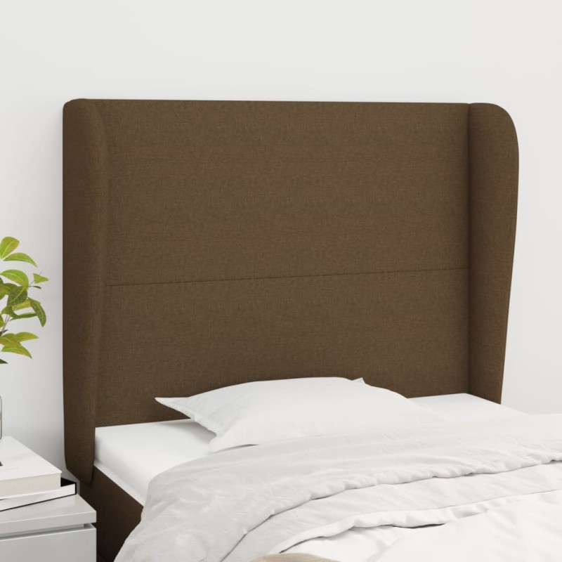 vidaXL Cabecero con orejas de tela marrón oscuro 93x23x118/128 cm vidaXL Cabecero con orejas de tela marrón oscuro 93x23x118/128 cm