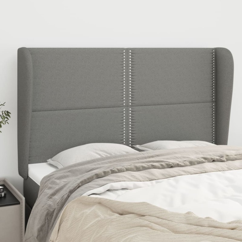 vidaXL Cabecero con orejas de tela gris oscuro 147x23x118/128 cm vidaXL Cabecero con orejas de tela gris oscuro 147x23x118/128 cm