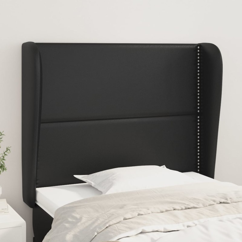 vidaXL Cabecero con orejas de cuero sintético negro 83x23x118/128 cm vidaXL Cabecero con orejas de cuero sintético negro 83x23x118/128 cm