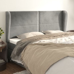 vidaXL Cabecero con orejas de terciopelo gris claro 183x23x118/128 cm