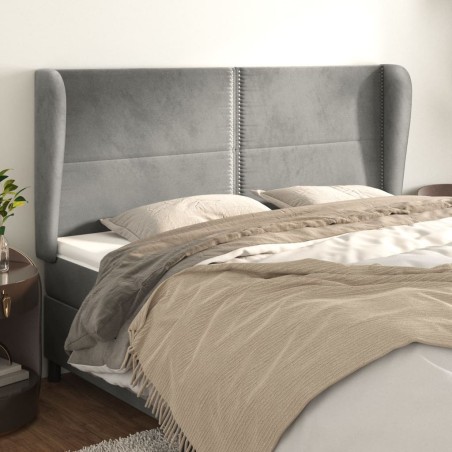 vidaXL Cabecero con orejas de terciopelo gris claro 183x23x118/128 cm