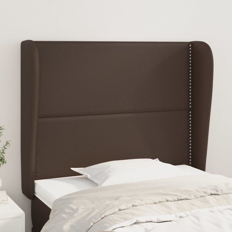 vidaXL Cabecero con orejas de cuero sintético marrón 93x23x118/128 cm vidaXL Cabecero con orejas de cuero sintético marrón 93x23x118/128 cm