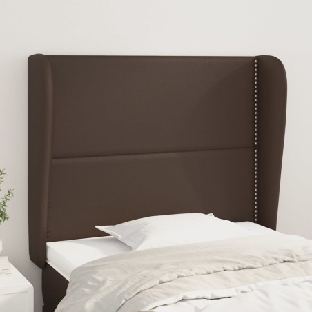 vidaXL Cabecero con orejas de cuero sintético marrón 93x23x118/128 cm