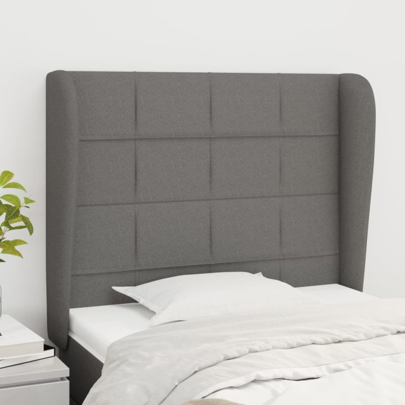 vidaXL Cabecero con orejas de tela gris oscuro 83x23x118/128 cm vidaXL Cabecero con orejas de tela gris oscuro 83x23x118/128 cm