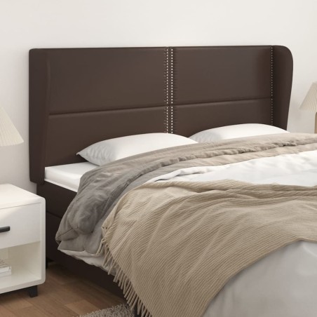 vidaXL Cabecero con orejas cuero sintético marrón 203x23x118/128 cm