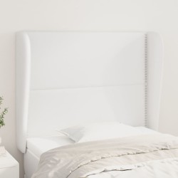 vidaXL Cabecero con orejas de cuero sintético blanco 93x23x118/128 cm
