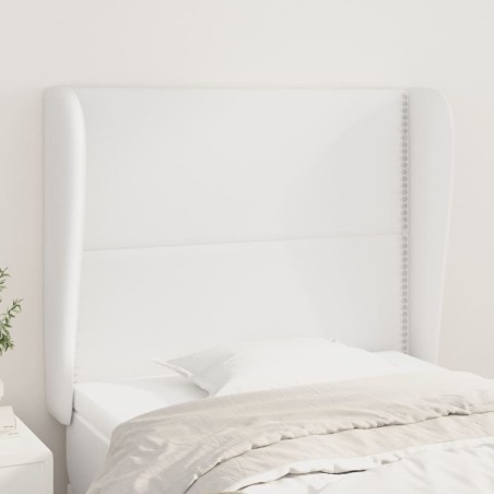 vidaXL Cabecero con orejas de cuero sintético blanco 93x23x118/128 cm