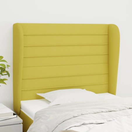 vidaXL Cabecero con orejas de tela verde 83x23x118/128 cm