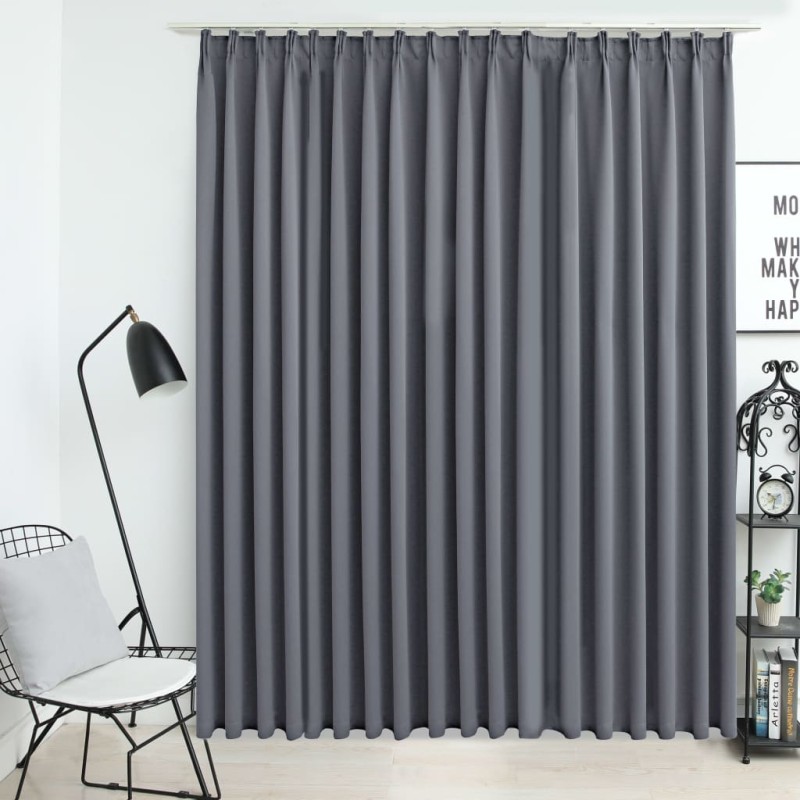 vidaXL Cortina opaca con ganchos gris 290x245 cm vidaXL Cortina opaca con ganchos gris 290x245 cm