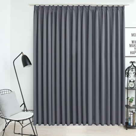 vidaXL Cortina opaca con ganchos gris 290x245 cm