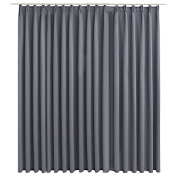 vidaXL Cortina opaca con ganchos gris 290x245 cm